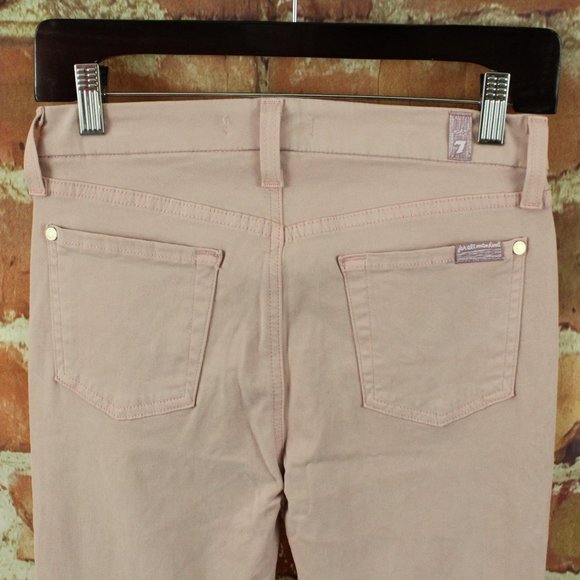 7 FOR ALL MANKIND Jeans Mid Rise Skinny Contour Womens 26 Blush Pink $178 EUC - Picture 9 of 12